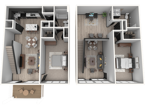 Floor plan for 2 beds, 2 baths, 1597 sqft